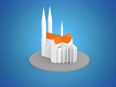 The Church of the Vow Votivkirche Wien Low-poly 3D model