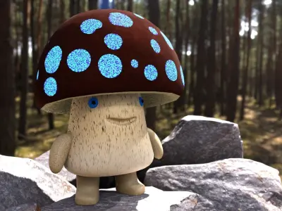 Cartoon mushroom Low-poly 3D model