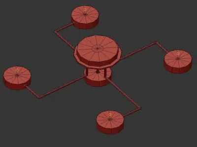 AX631 ceiling light fixture with four lights 3D model