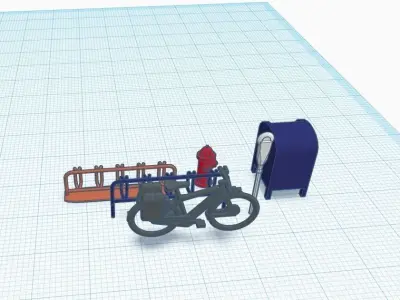 Street decoration pack H0 Scale 1-87 3D print model