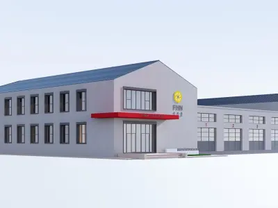 Fire station Low-poly 3D model