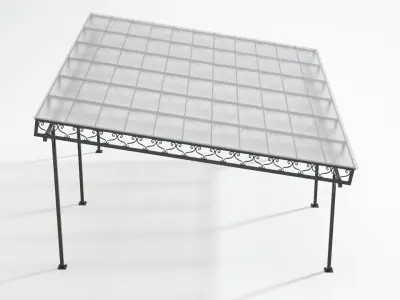 Carport metal structure with glass roof 3D model