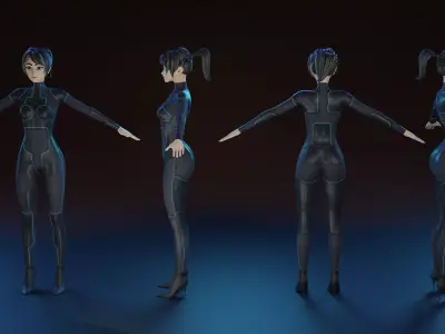 Stylized Sci-Fi Female Character Low-poly 3D model