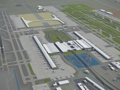 Shanghai Pudong Airport Low-poly 3D model