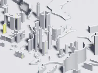 futuristic architecture set - DNMK 3D model