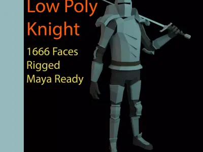 Low Poly Knight holding sword Low-poly 3D model