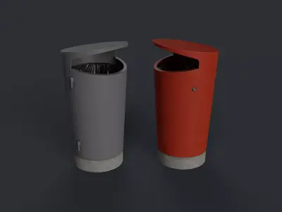 Street Trash Can 10 PBR Game Ready Low-poly 3D model
