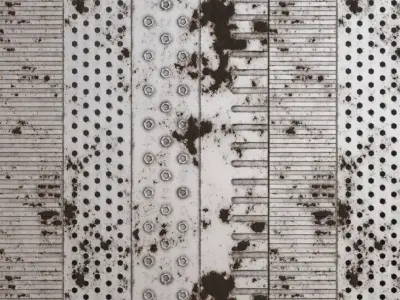 Panel Patterns Rust Metal Trimsheet Transparent PBR Seamless Texture