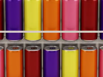 Soda Cans in Refrigerator 3D model