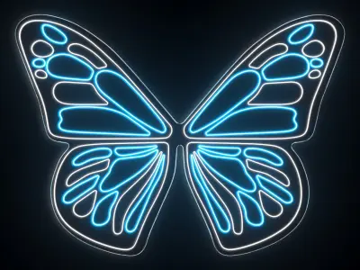 Butterfly Wings Neon Sign 3D model
