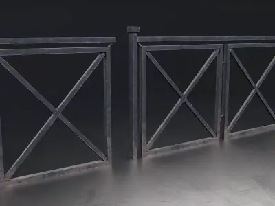Metal Crossbar Fence Gate Low-poly 3D model