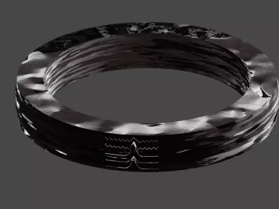 Ring in damaged metal material and wooden cup  Free low-poly 3D model