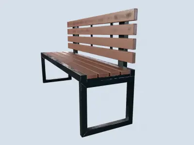 Street bench low poly pbr game ready Low-poly 3D model purchase