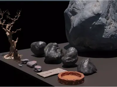 Dark Ruined Village Environment Pack 3D model