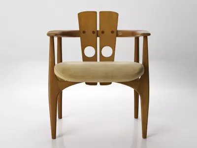 Katita pair of wooden chairs 3D model