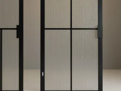 Glass partition door 92 Low-poly 3D model