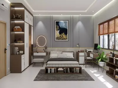 Model Bedroom Interior 3D Model Cozy and Realistic Design 3D model