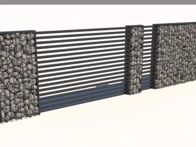 Gabion fence Low-poly 3D model