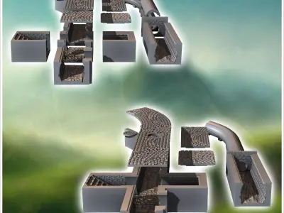 Sewer pipe set with outdoor pavement 1 - Medieval Gothic Feudal  3D print model