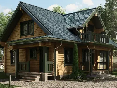Classic Private Log House 195m 3D model