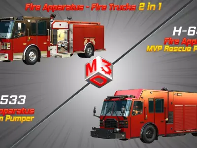 Ferrara Fire Apparatus - Fire Trucks  2 in 1 3D Model Pack