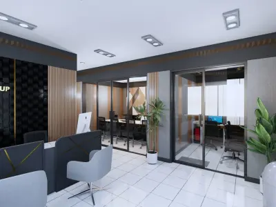 Modern Minimalist Office Design receptionist meeting room  3D model