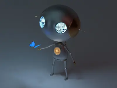 Cute Robot Low-poly 3D model
