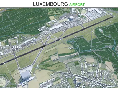 Luxembourg Airport 10km Low-poly 3D model