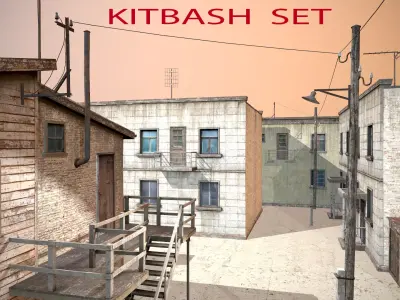 kitbash set Low-poly 3D model