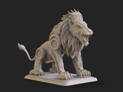Sci fi Lion Statue 3D print model