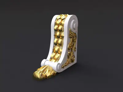 pilaster ornate gold column 3D model purchase
