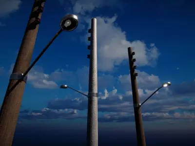 Light pole Poste de Luz Low-poly 3D model