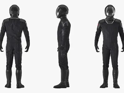 Sci-Fi Space Suit Black Standing Pose 3D model