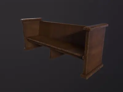 Church Pew 3D Model Low-poly 3D model