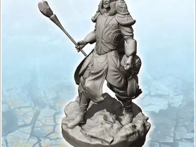 Wizard in full armor with specter in hand 1 - Medieval Fantasy M 3D print model