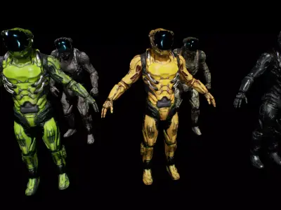 cyborg soldier v3  Low-poly 3D model