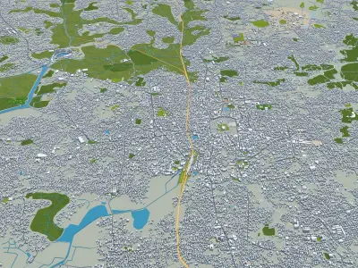 Thrissur Kerala India 20km AI Low-poly 3D model