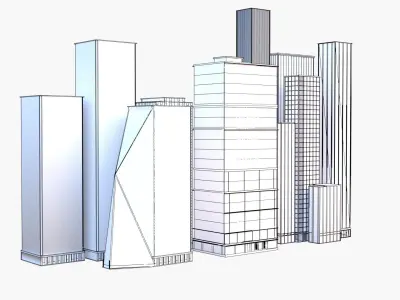 Lowpoly - High-Rise and Skyscraper Pack Low-poly 3D model