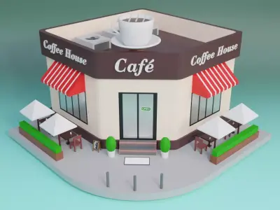 Coffee Shop Low-poly 3D model