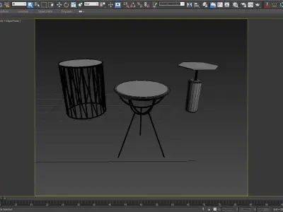 3D TABLE MODEL X 3 three gold and side tables 3D model