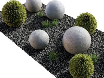Modern Courtyard 04 - PBR - 4K - Midpoly 3D model