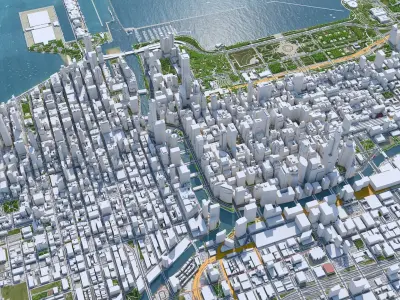 Chicago Downtown Illinois USA Low-poly 3D model