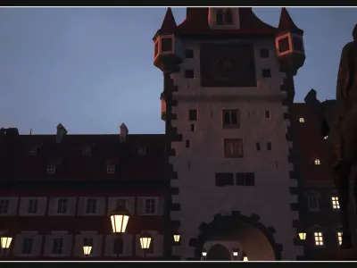 Old European Town Low-poly 3D model