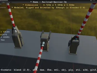 Railroad Barrier 3m High-Poly Version 3D model