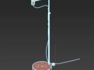 GRAFIT floor lamp with wooden base and light bulb 3D model