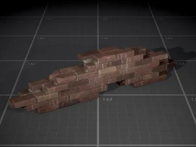 Broken Brick Walls batch01 Low-poly 3D model
