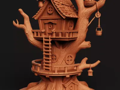 Fantasy Treehouse Model -  Fairy Garden Miniature  3D print model