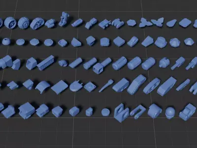 Mecha Kitbash Low-poly 3D model