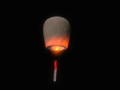 Chinese sky lantern Low-poly 3D model