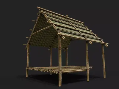 Bamboo Shelter 8 Low-poly 3D model